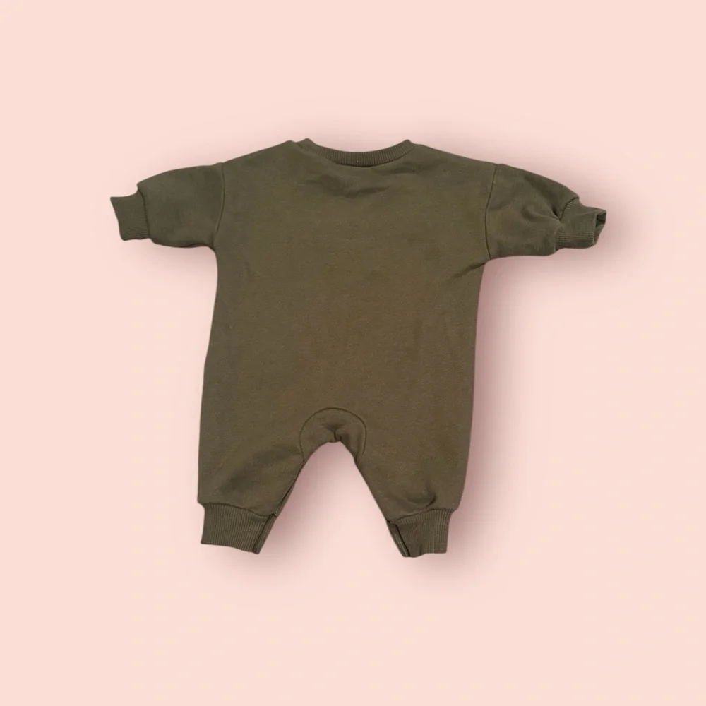Newborn Nike Crewneck Sweatshirt Olive Green One Piece